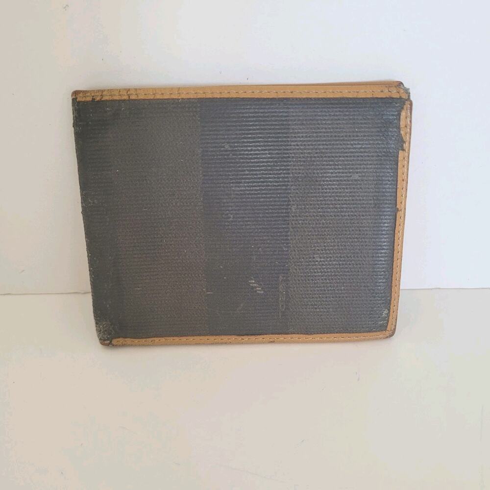 Fendi Vintage Pequin Wallet Canvas Leather Wallet Men's Bifold Card Bill Fair